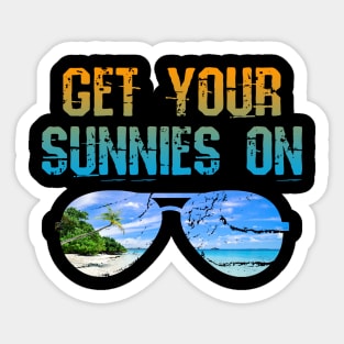 Get your sunnies on - A sunglasses and beach holiday inspired design Sticker